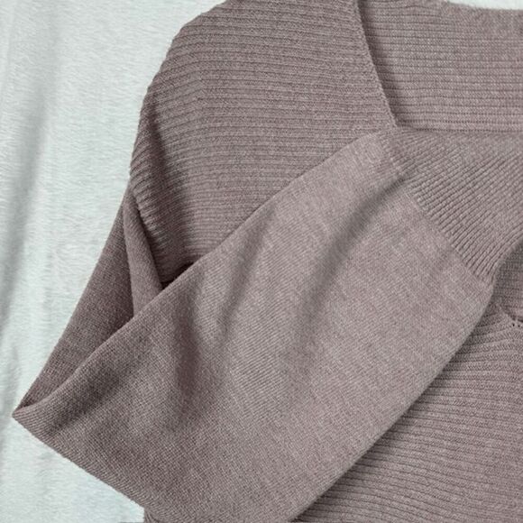 Ella Moss Mauve Ribbed Knit Tunic Sweater V-Neck Long Sleeve Size Medium - Picture 3 of 12